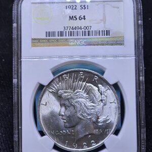 1922 NGC MS64 Liberty $1 coin BRILLIANT LUSTER CIT !!!